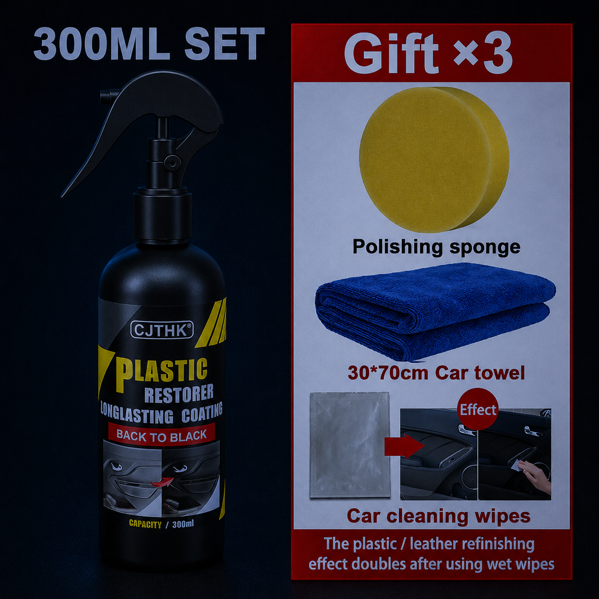 Car Plastic Restorer & Color Reviver - Interior & Exterior Coating Gel, Lasts 3-4 Years