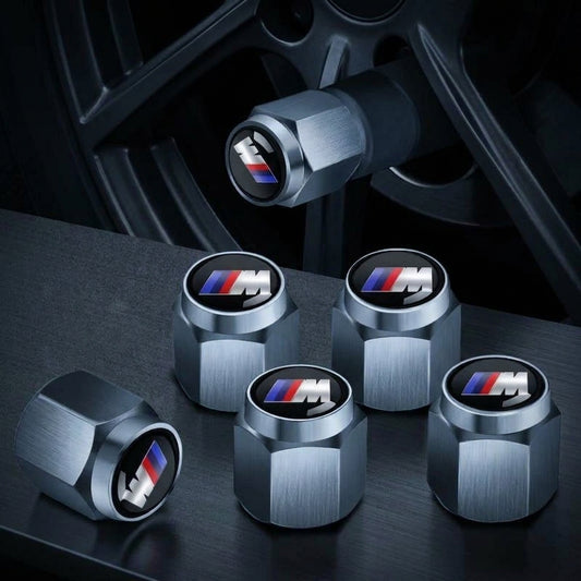 BMW Tire Valve Caps - Set of 5 Metal Stem Covers with Logo