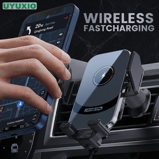 66W Wireless Fast Charging Car Mount - Phone Holder with Auto-Open