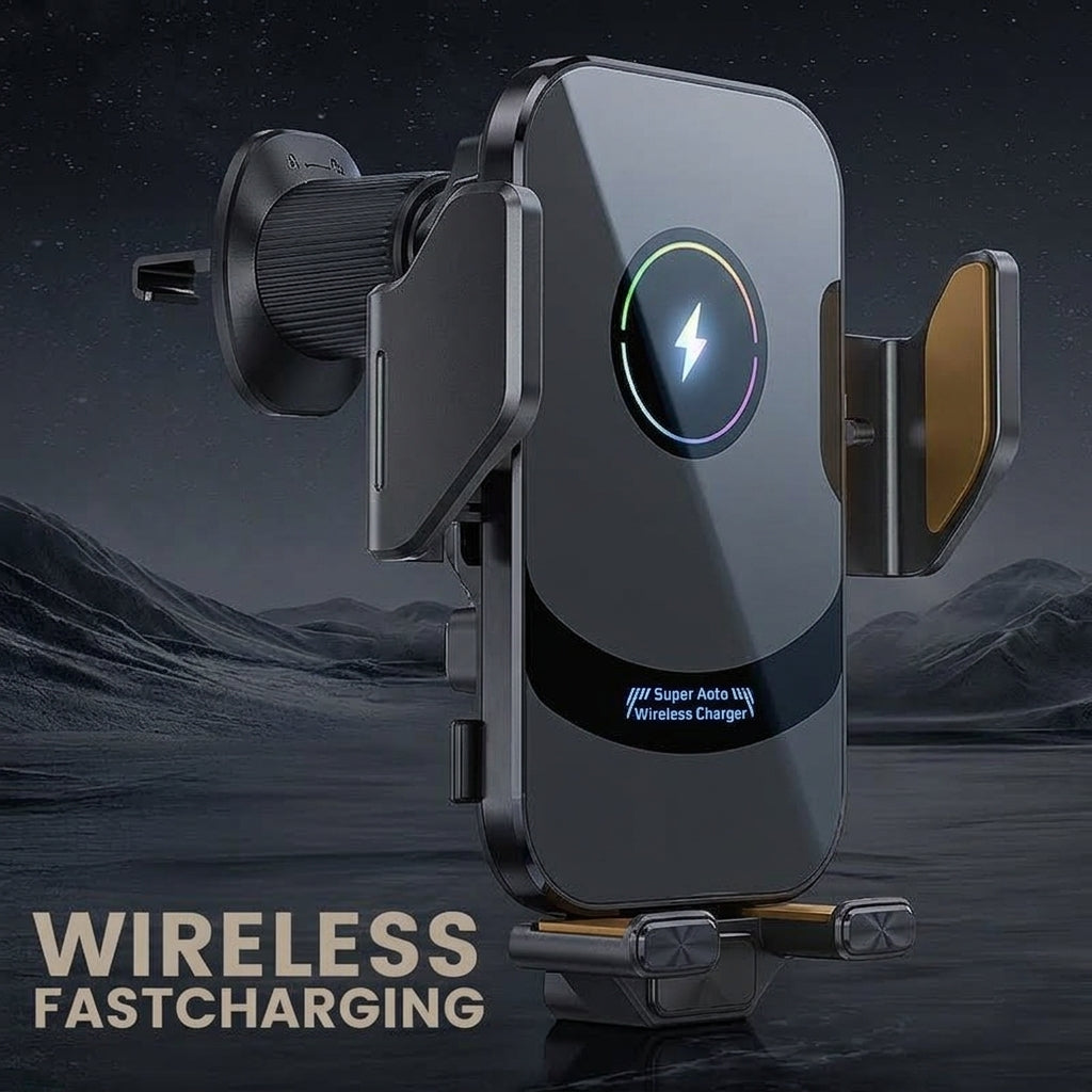 66W Wireless Fast Charging Car Mount - Phone Holder with Auto-Open