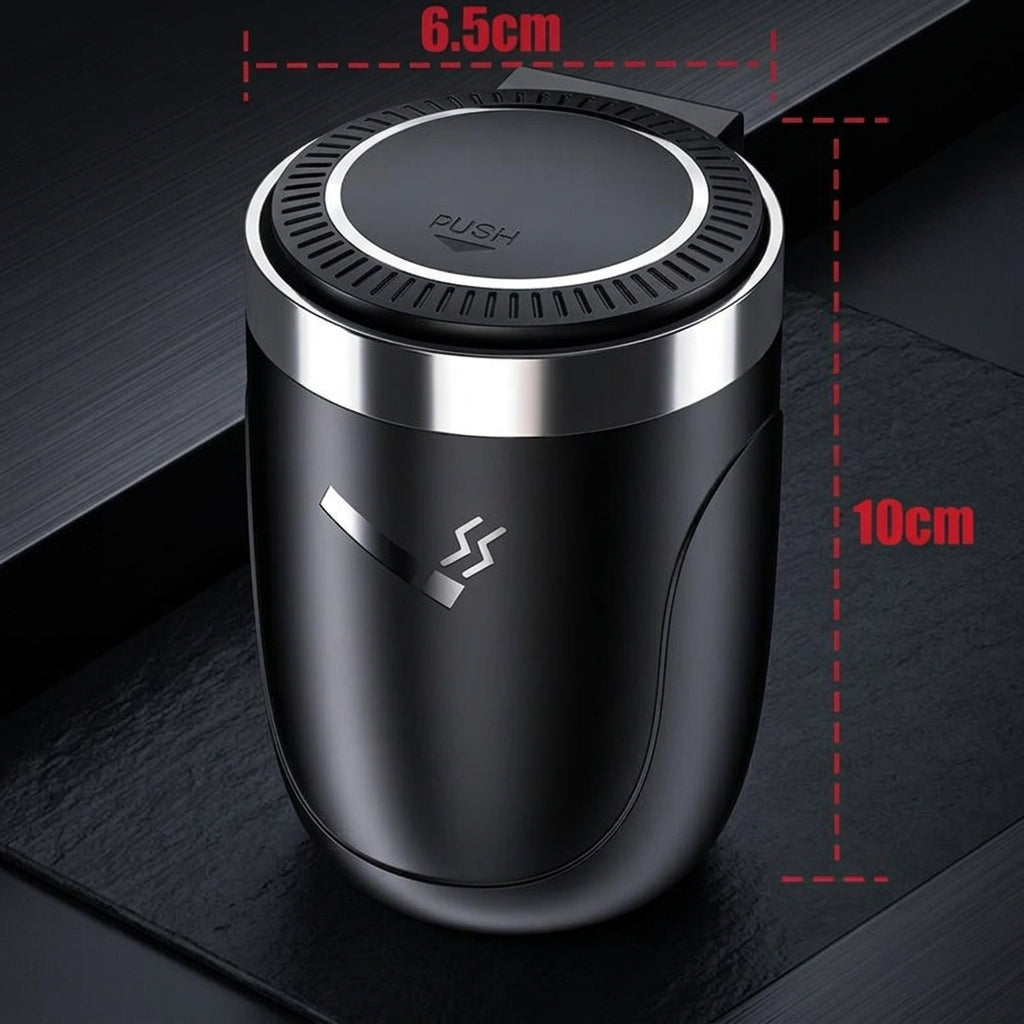 Car Ashtray with LED Light - One-Touch Open, Premium Design