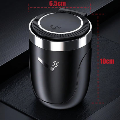 Car Ashtray with LED Light - One-Touch Open, Premium Design