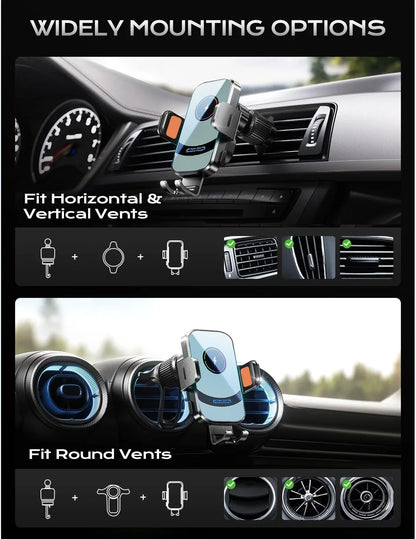 66W Wireless Fast Charging Car Mount - Phone Holder with Auto-Open